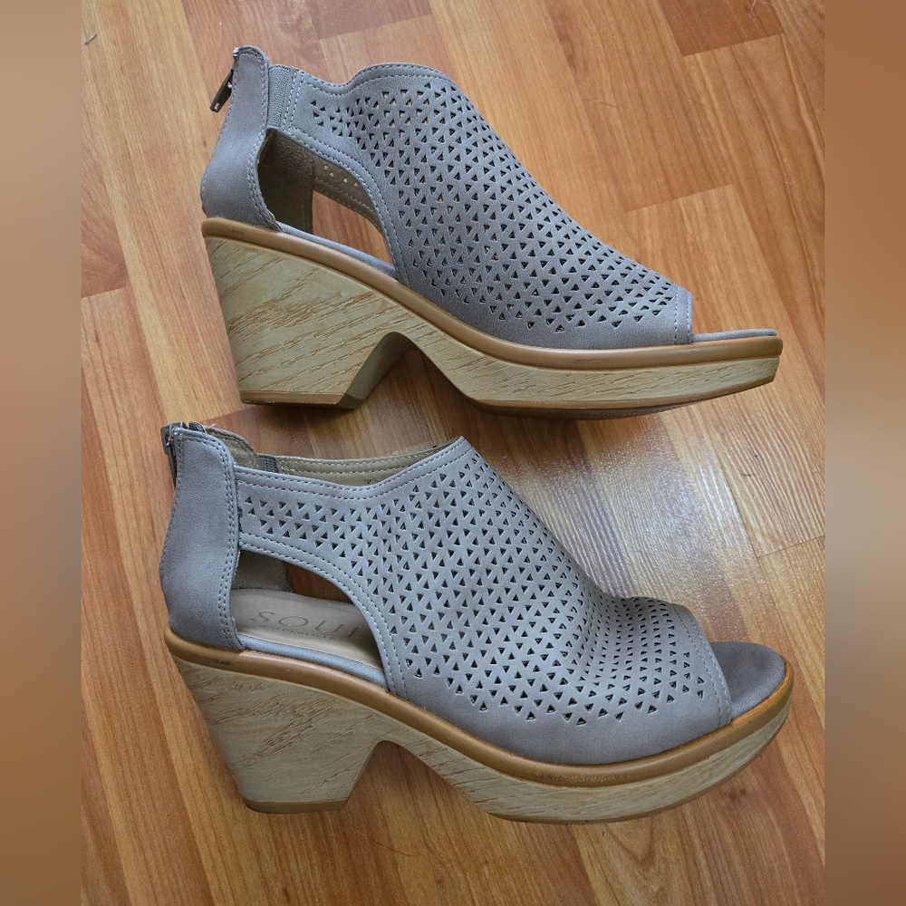 Soul Naturalizer Fayth Wedge Platform Comfort Sandals 8.5 Taupe/Beige